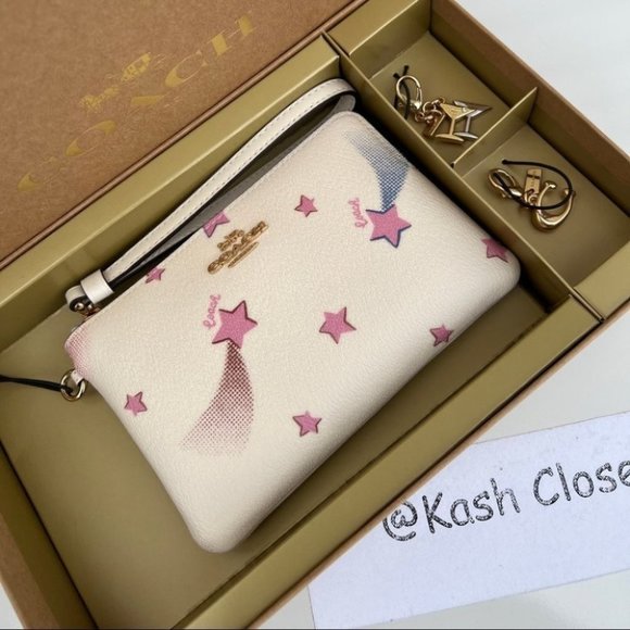 COACH Boxed Corner Zip Wristlet With Disco Star Print - Picture 4 of 7